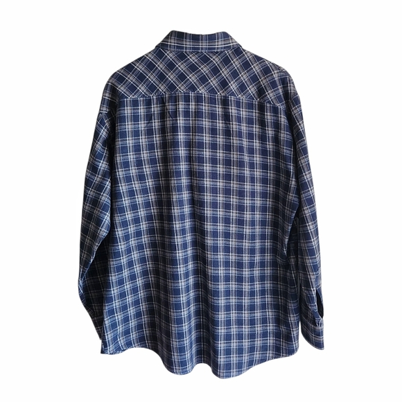 Dickies Flannel Shirt Bundle Men's Large Blue Navy Plaid Cotton Snap Button - Picture 4 of 12